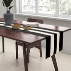 Double Cuff Stripe Nearly Solid Minimalist Pattern in Black and Almond Cream Table Runner Gallery Image 2