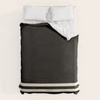 Double Cuff Stripe Nearly Solid Minimalist Pattern in Black and Almond Cream Duvet Cover Gallery Image 6