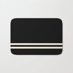 Double Cuff Stripe Nearly Solid Minimalist Pattern in Black and Almond Cream Bath Mat Gallery Image 1