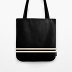 Double Cuff Stripe Nearly Solid Minimalist Pattern in Black and Almond Cream Tote Bag Gallery Image 1