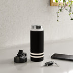 Double Cuff Stripe Nearly Solid Minimalist Pattern in Black and Almond Cream Water Bottle Gallery Image 4
