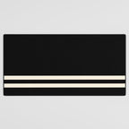 Double Cuff Stripe Nearly Solid Minimalist Pattern in Black and Almond Cream Desk Mat Gallery Image 3