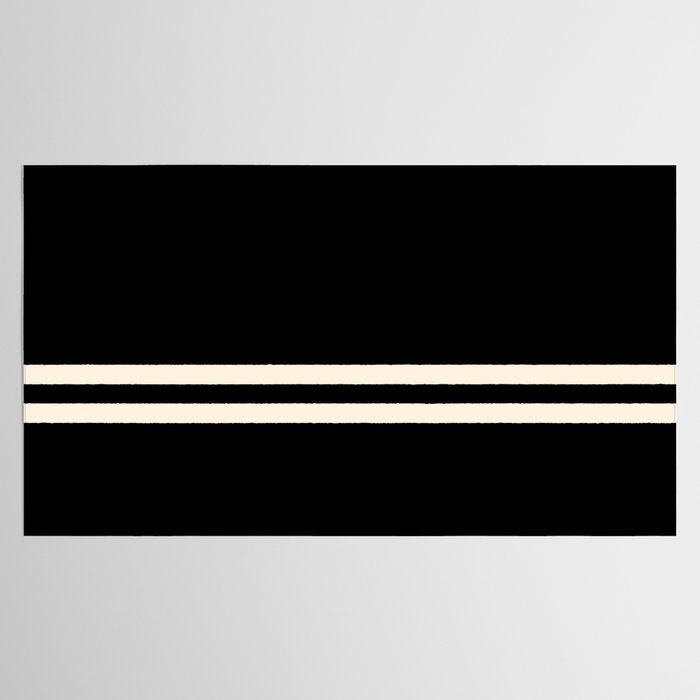 Double Cuff Stripe Nearly Solid Minimalist Pattern in Black and Almond Cream Tablecloth Gallery Image 2