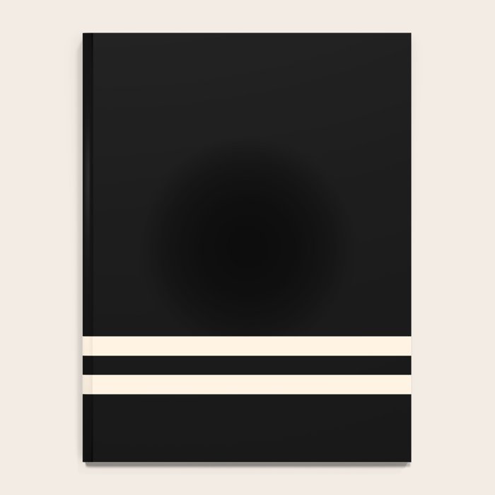 Double Cuff Stripe Nearly Solid Minimalist Pattern in Black and Almond Cream Notebook Gallery Image 4