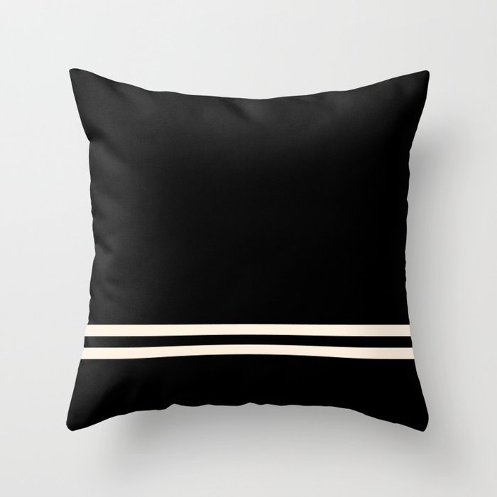 Double Cuff Stripe Nearly Solid Minimalist Pattern in Black and Almond Cream Throw Pillow Gallery Image 6