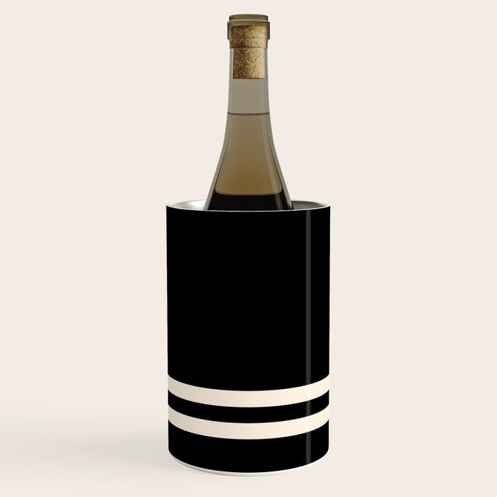 Double Cuff Stripe Nearly Solid Minimalist Pattern in Black and Almond Cream Wine Chiller Gallery Image 1