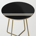 Double Cuff Stripe Nearly Solid Minimalist Pattern in Black and Almond Cream Side Table Gallery Image 2