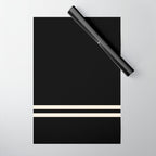 Double Cuff Stripe Nearly Solid Minimalist Pattern in Black and Almond Cream Wrapping Paper Gallery Image 1