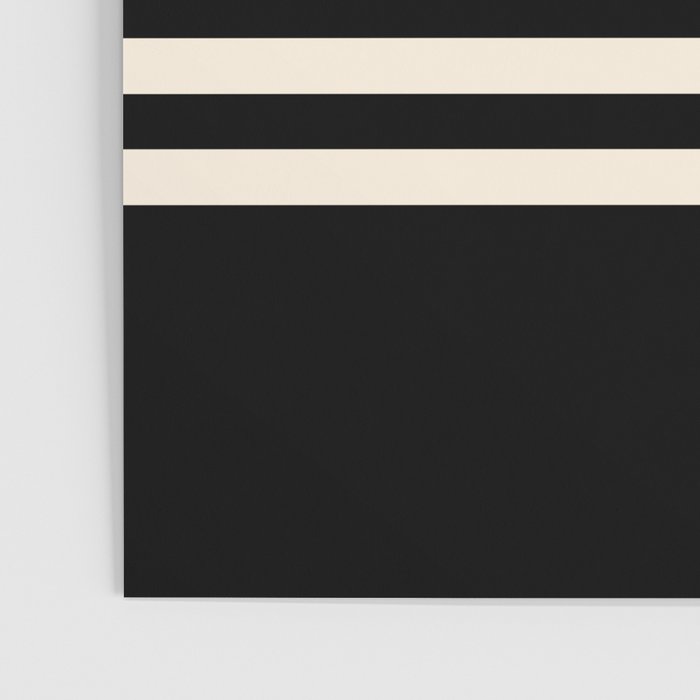 Double Cuff Stripe Nearly Solid Minimalist Pattern in Black and Almond Cream Poster Gallery Image 3