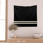 Double Cuff Stripe Nearly Solid Minimalist Pattern in Black and Almond Cream Wall Tapestry Gallery Image 2