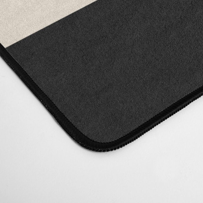 Double Cuff Stripe Nearly Solid Minimalist Pattern in Black and Almond Cream Desk Mat Gallery Image 4