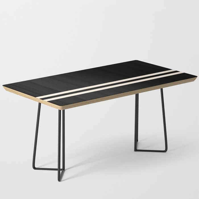 Double Cuff Stripe Nearly Solid Minimalist Pattern in Black and Almond Cream Coffee Table Gallery Image 1