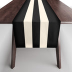 Double Cuff Stripe Nearly Solid Minimalist Pattern in Black and Almond Cream Table Runner Gallery Image 1
