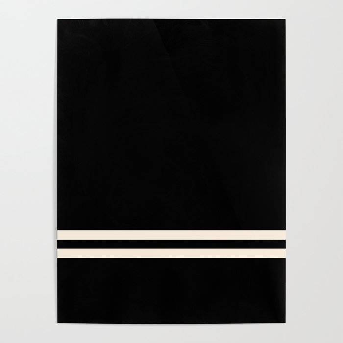 Double Cuff Stripe Nearly Solid Minimalist Pattern in Black and Almond Cream Poster Gallery Image 4