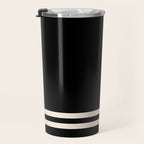 Double Cuff Stripe Nearly Solid Minimalist Pattern in Black and Almond Cream Travel Mug Gallery Image 3