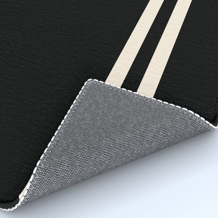 Double Cuff Stripe Nearly Solid Minimalist Pattern in Black and Almond Cream Rug Gallery Image 4