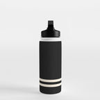 Double Cuff Stripe Nearly Solid Minimalist Pattern in Black and Almond Cream Water Bottle Gallery Image 3