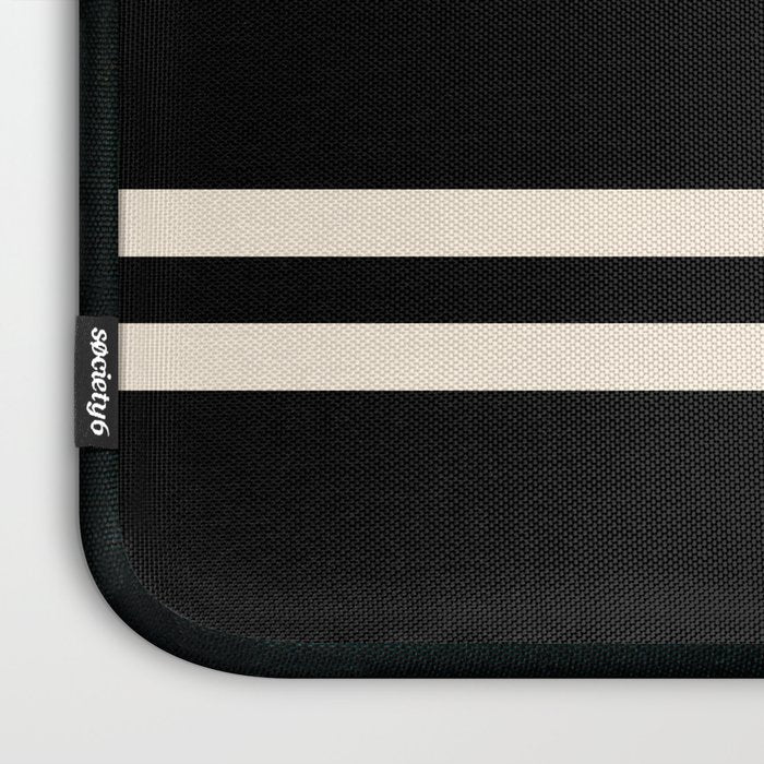 Double Cuff Stripe Nearly Solid Minimalist Pattern in Black and Almond Cream Laptop Sleeve Gallery Image 3