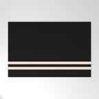 Double Cuff Stripe Nearly Solid Minimalist Pattern in Black and Almond Cream Welcome Mat Gallery Image 1