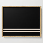 Double Cuff Stripe Nearly Solid Minimalist Pattern in Black and Almond Cream Serving Tray Gallery Image 1