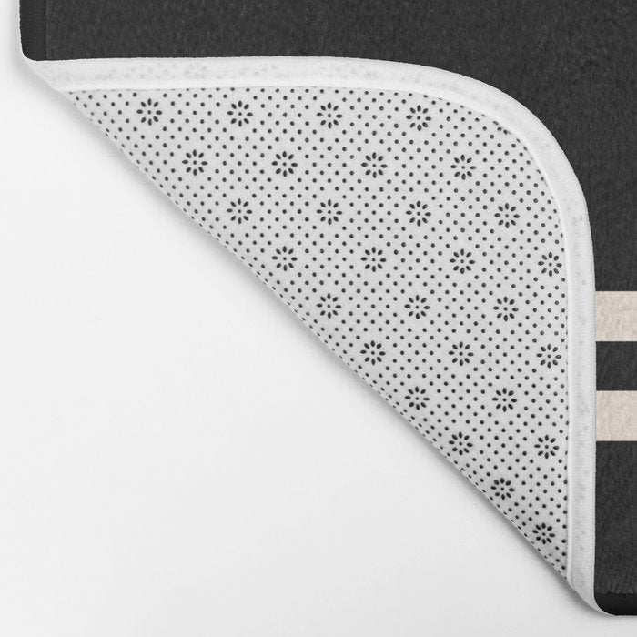Double Cuff Stripe Nearly Solid Minimalist Pattern in Black and Almond Cream Bath Mat Gallery Image 2
