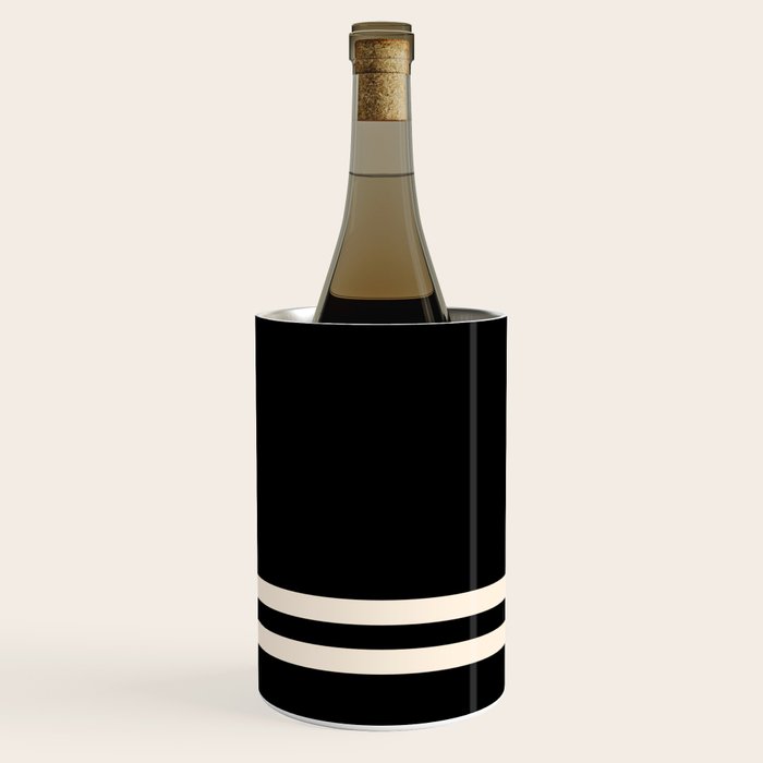 Double Cuff Stripe Nearly Solid Minimalist Pattern in Black and Almond Cream Wine Chiller Gallery Image 2