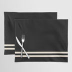 Double Cuff Stripe Nearly Solid Minimalist Pattern in Black and Almond Cream Placemat Gallery Image 1