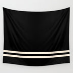 Double Cuff Stripe Nearly Solid Minimalist Pattern in Black and Almond Cream Wall Tapestry Gallery Image 4