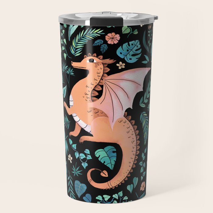 Tropical Dragon in Peach Travel Mug Gallery Image 1