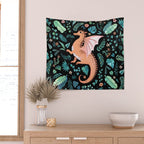 Tropical Dragon in Peach Wall Tapestry Gallery Image 2
