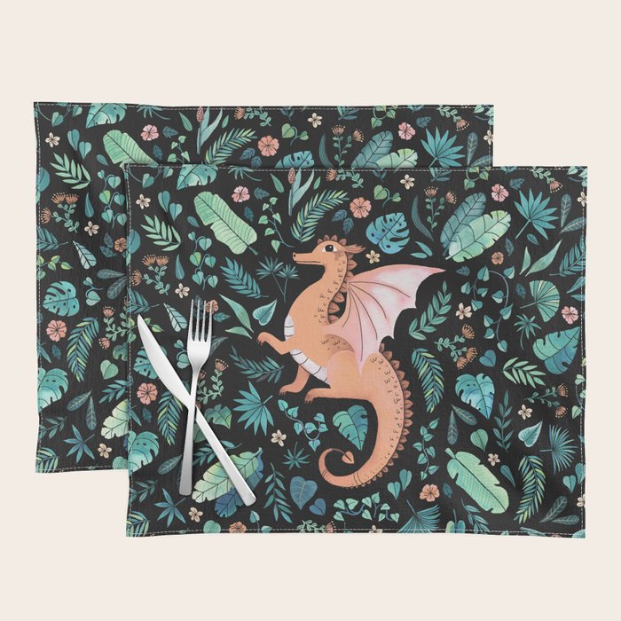 Tropical Dragon in Peach Placemat Gallery Image 1