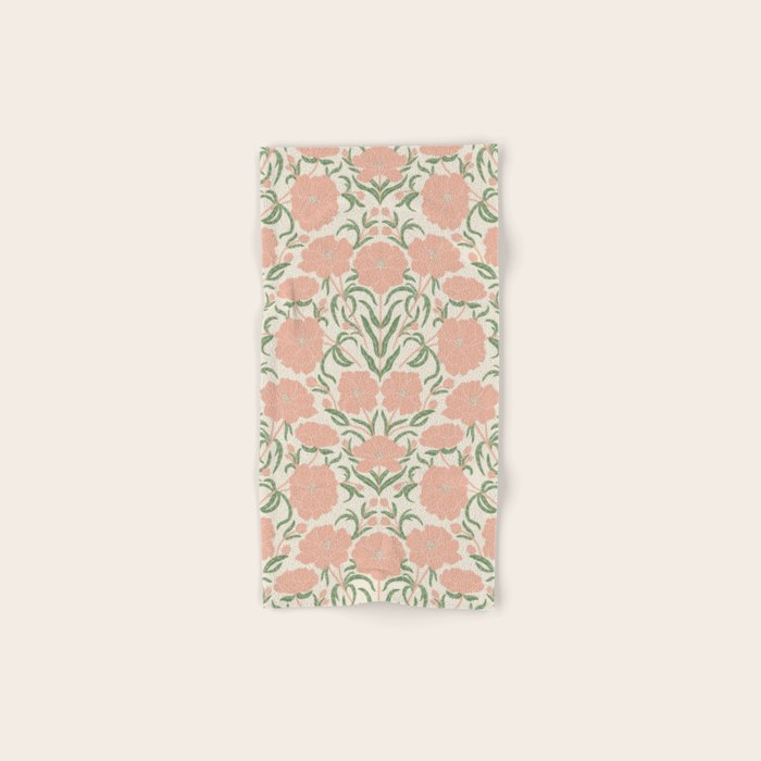 Pastel Peach Peonies - Retro botanical Bath Towel Gallery Image 1