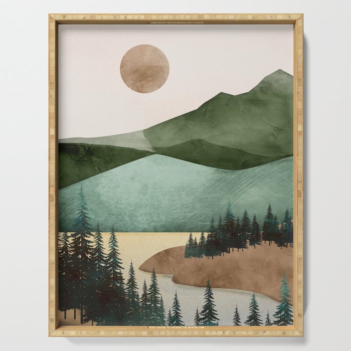 Abstract Art Landscape 16 Serving Tray Gallery Image 1