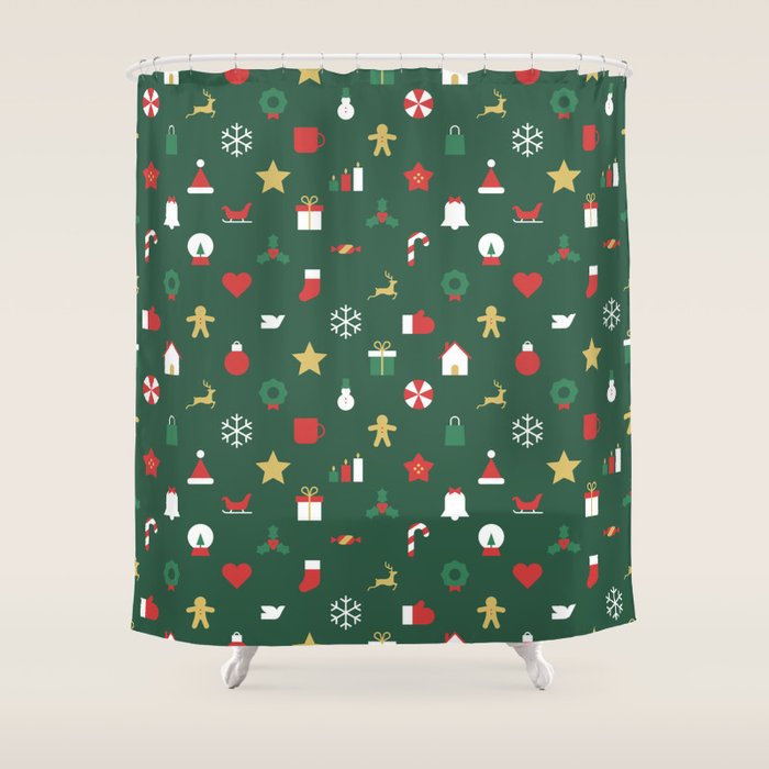 Geometric christmas decoration pattern Shower Curtain Gallery Image 1