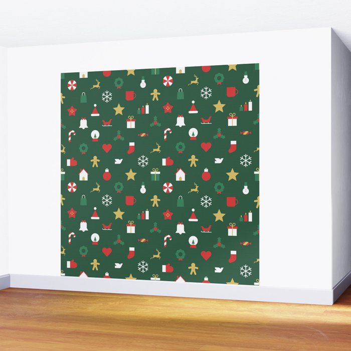 Geometric christmas decoration pattern Wall Mural Gallery Image 2