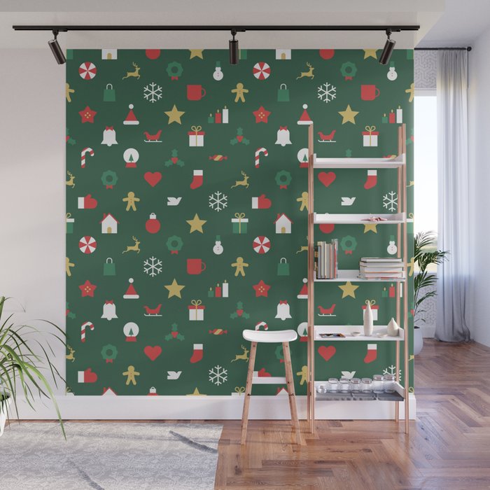 Geometric christmas decoration pattern Wall Mural Gallery Image 1