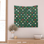 Geometric christmas decoration pattern Wall Tapestry Gallery Image 2
