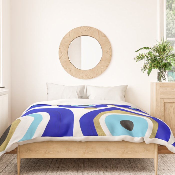 Evil Eye Charms on White Duvet Cover Gallery Image 3