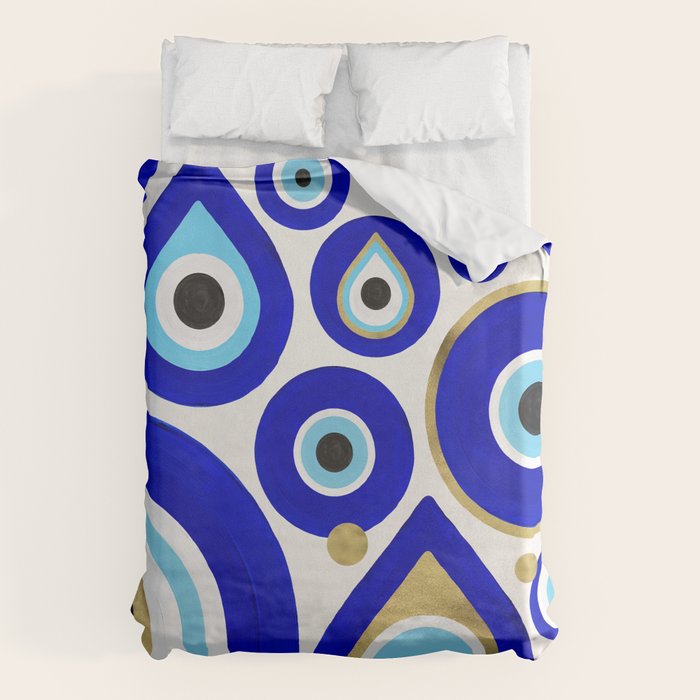Evil Eye Charms on White Duvet Cover Gallery Image 6