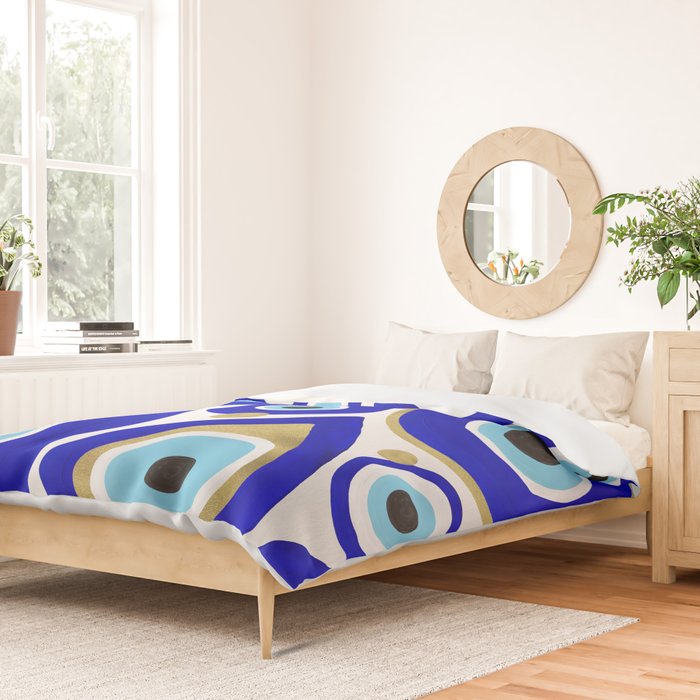 Evil Eye Charms on White Duvet Cover Gallery Image 2