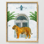 94 Tropical, Greece Architecture Buildings Tiger Wild Cat Watercolor Palm Travel Bohemian Painting Serving Tray Gallery Image 1