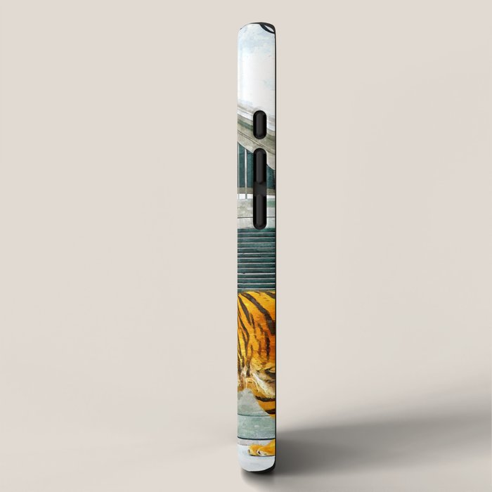 94 Tropical, Greece Architecture Buildings Tiger Wild Cat Watercolor Palm Travel Bohemian Painting iPhone Case Gallery Image 2
