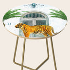 94 Tropical, Greece Architecture Buildings Tiger Wild Cat Watercolor Palm Travel Bohemian Painting Side Table Gallery Image 2
