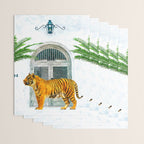 94 Tropical, Greece Architecture Buildings Tiger Wild Cat Watercolor Palm Travel Bohemian Painting Wrapping Paper Gallery Image 3