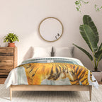 94 Tropical, Greece Architecture Buildings Tiger Wild Cat Watercolor Palm Travel Bohemian Painting Comforter Gallery Image 3