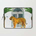 94 Tropical, Greece Architecture Buildings Tiger Wild Cat Watercolor Palm Travel Bohemian Painting Laptop Sleeve Gallery Image 1