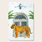94 Tropical, Greece Architecture Buildings Tiger Wild Cat Watercolor Palm Travel Bohemian Painting Cutting Board Gallery Image 1