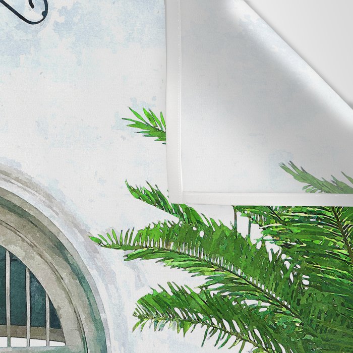 94 Tropical, Greece Architecture Buildings Tiger Wild Cat Watercolor Palm Travel Bohemian Painting Wall Tapestry Gallery Image 3