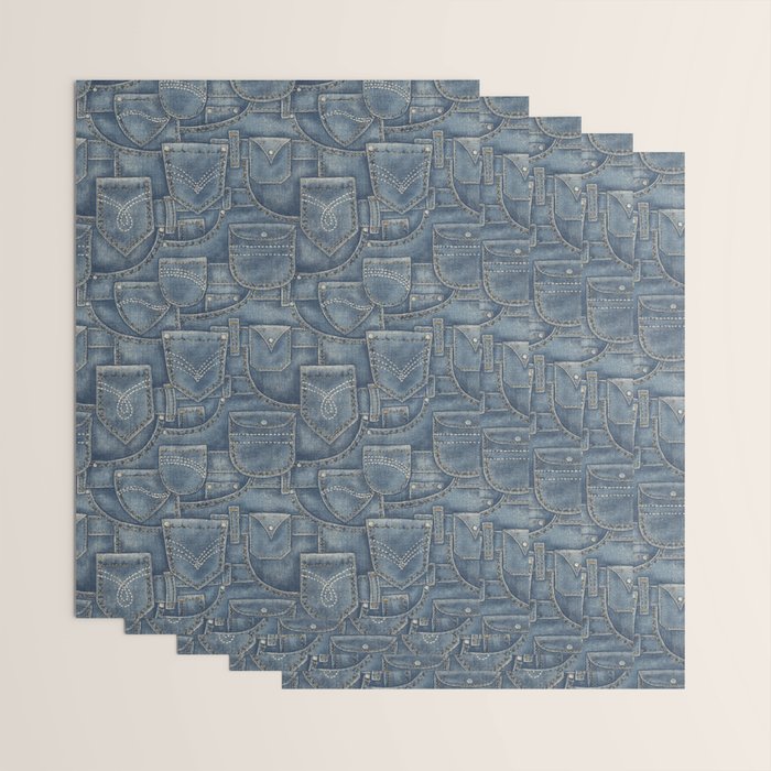 Jean Pockets - medium denim blue Wrapping Paper Gallery Image 3