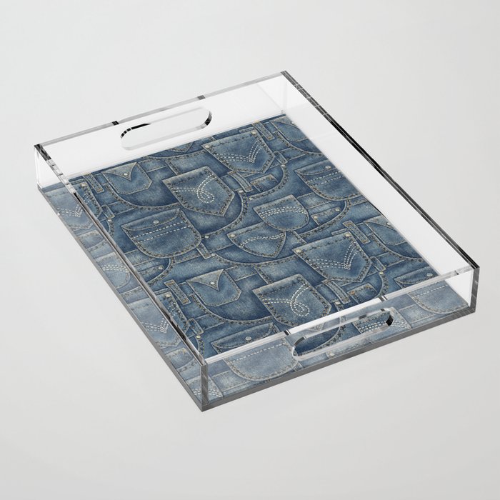 Jean Pockets - medium denim blue Acrylic Tray Gallery Image 1